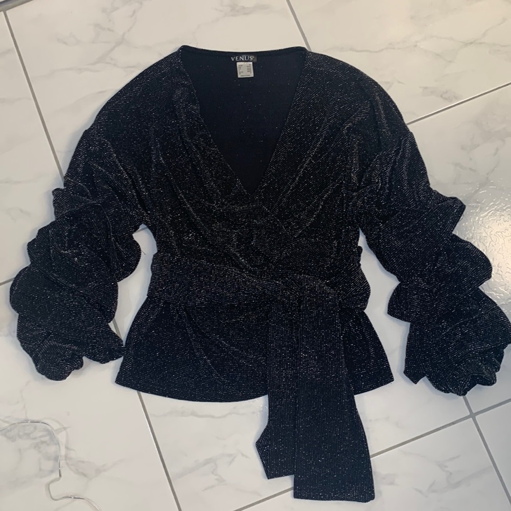 Black and silver sparkle top by Venus. Size M.